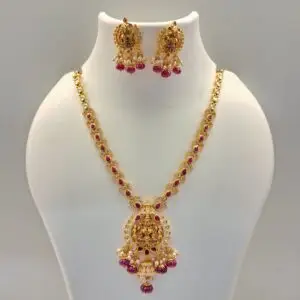 92.5 lakshmi devi silver necklace gold plated | DLS